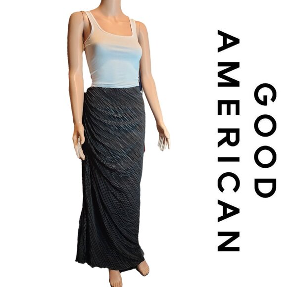 Good American Always Fits Plisse Maxi Sarong NWT Black 5/6 - Picture 1 of 8